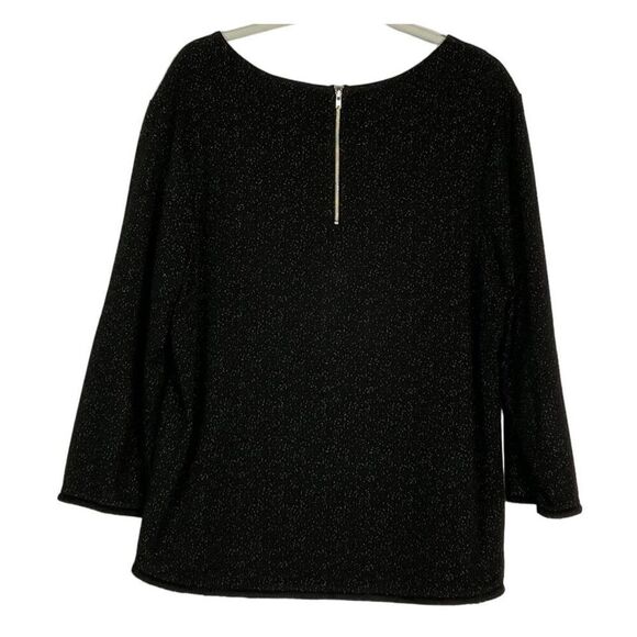 W5 Black Print Long Sleeve Top, Manufacturer Frayed Sleeves and Hem, Women's XL - Picture 6 of 10